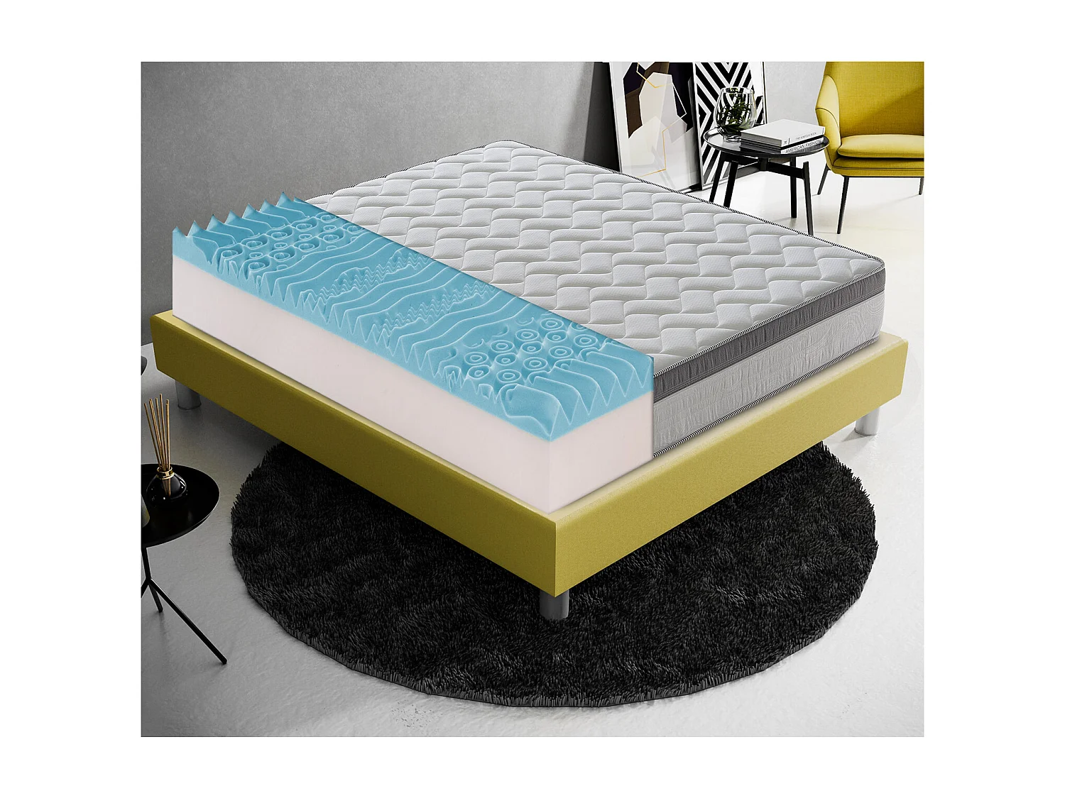 Materasso 140x200 Cm 7 Zone In Schiuma Fredda - H2 E H3, Altezza 16 Cm, Ipoallergenico