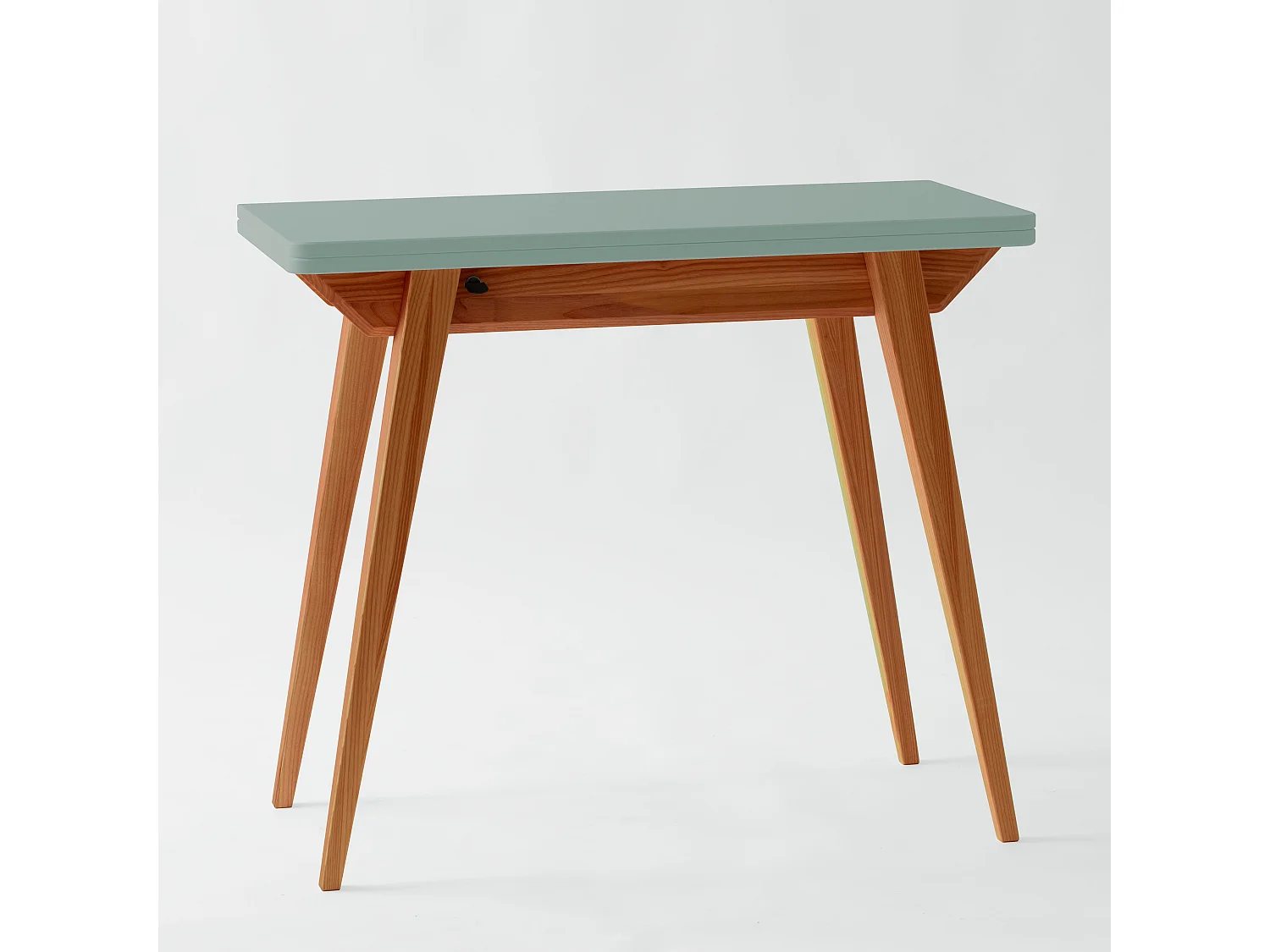 Tavolo Consolle RAGABA LILLO In Legno Massiccio: 105x35 Cm, Gambe Cabriole, Colore Verde Bottiglia, Design Salvaspazio