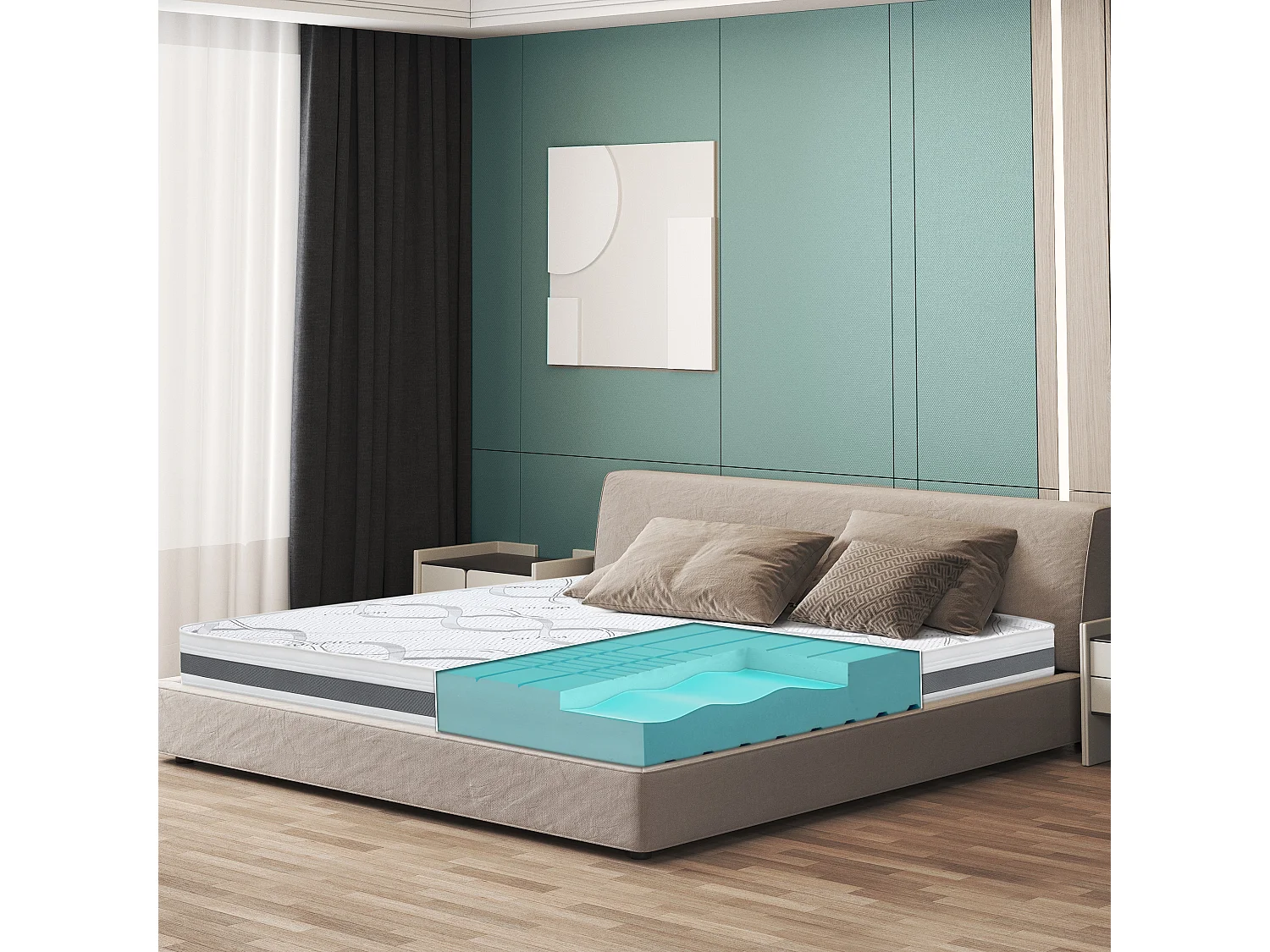BedStory Coprimaterasso 140 x 190 cm, spessore 10 cm, memory foam, gel infuso, ergonomico, ventilato ad alta densità, rivestimento ipoallergenico lavabile