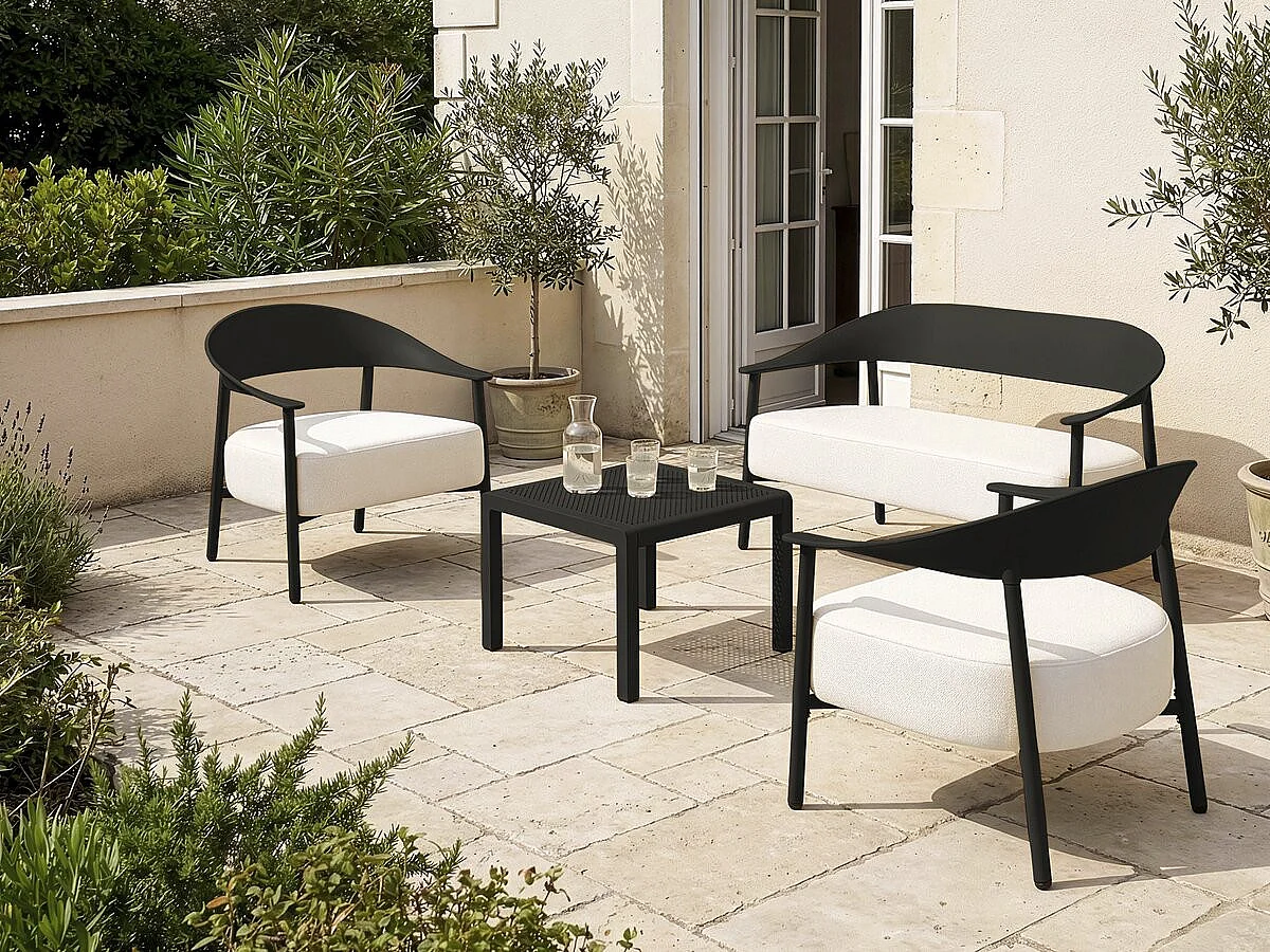 Salotto Da Giardino, Set Di Mobili Da Esterno, 5 Posti, Divano 3 Posti 2 Poltrone E 2 Tavolini Per Esterni Acciaio Galvanizzato Grigio